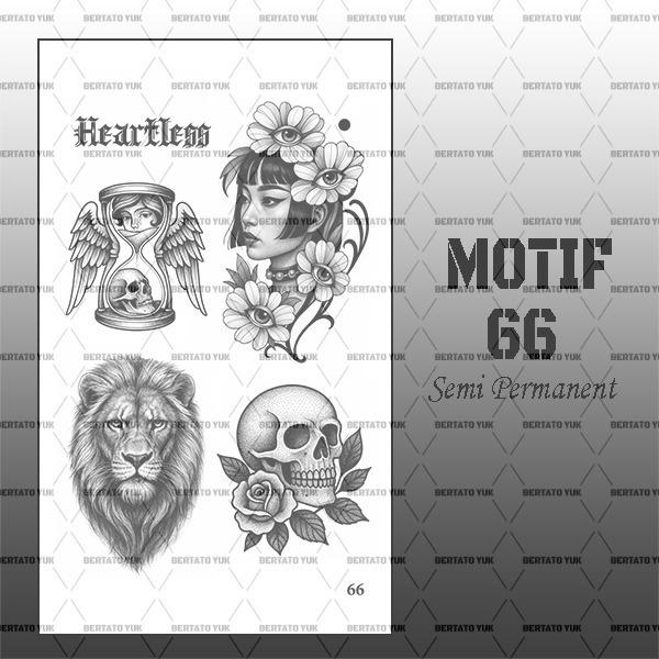 BERTATO-Stiker tato temporer semi permanen Seri NEW 66 / Tato temporer anti air semi permanen / Bert