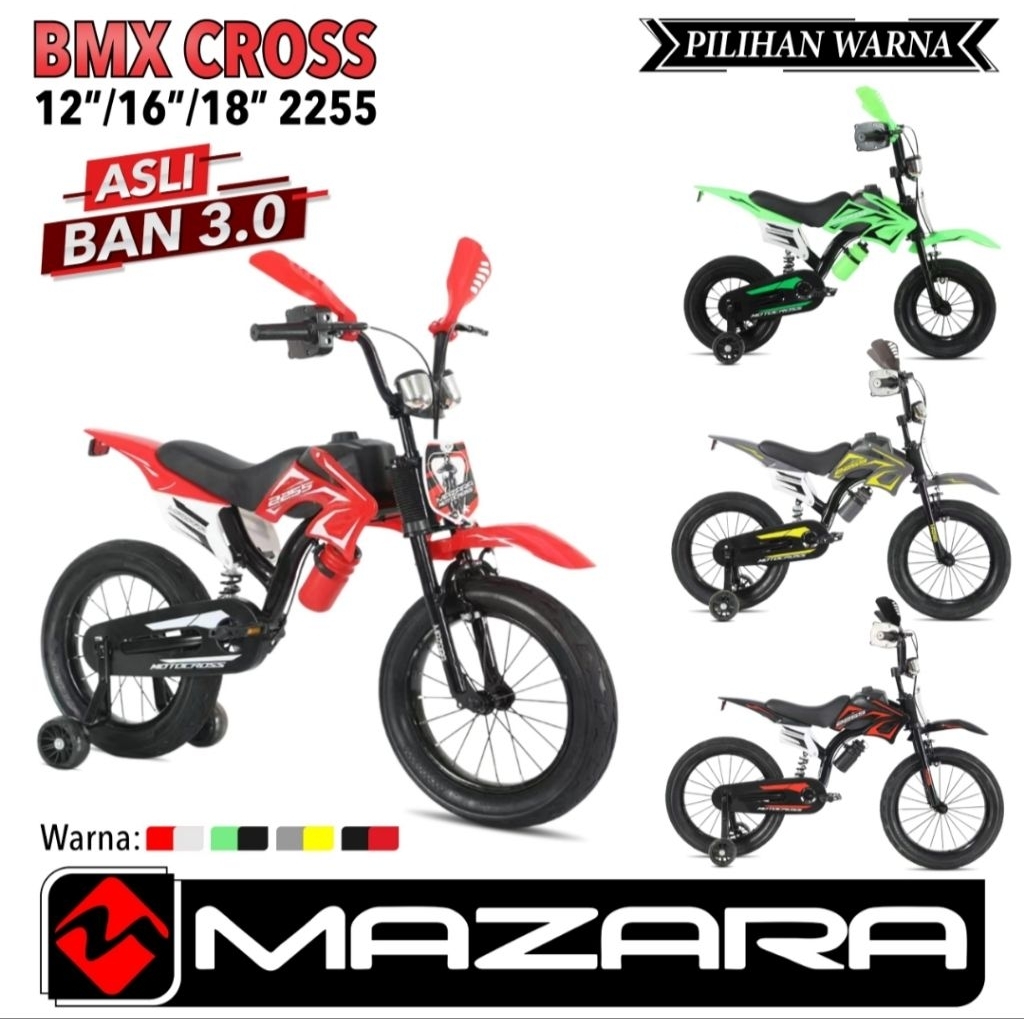 Sepeda Anak Laki BMX Cross Trail 12 16 18 Inch MAZARA 2255 Ban Jumbo 3.0 READY Pontianak