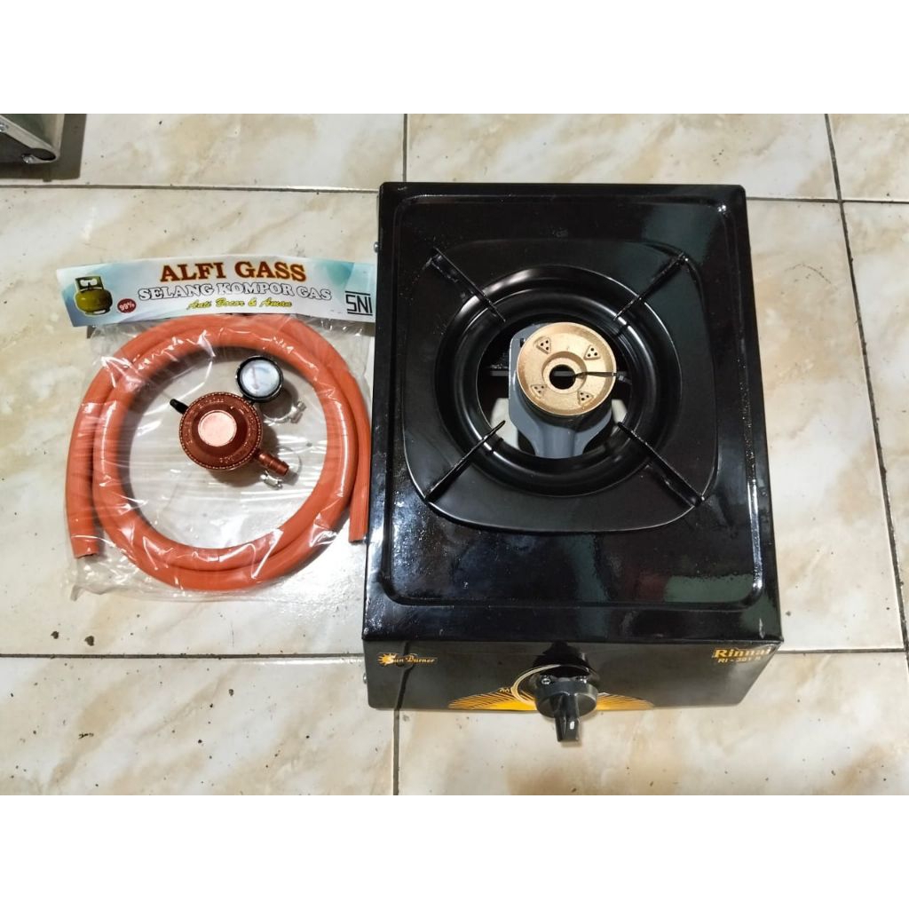 kompor rinnai 1 tungku satu paket selang + regulator seken