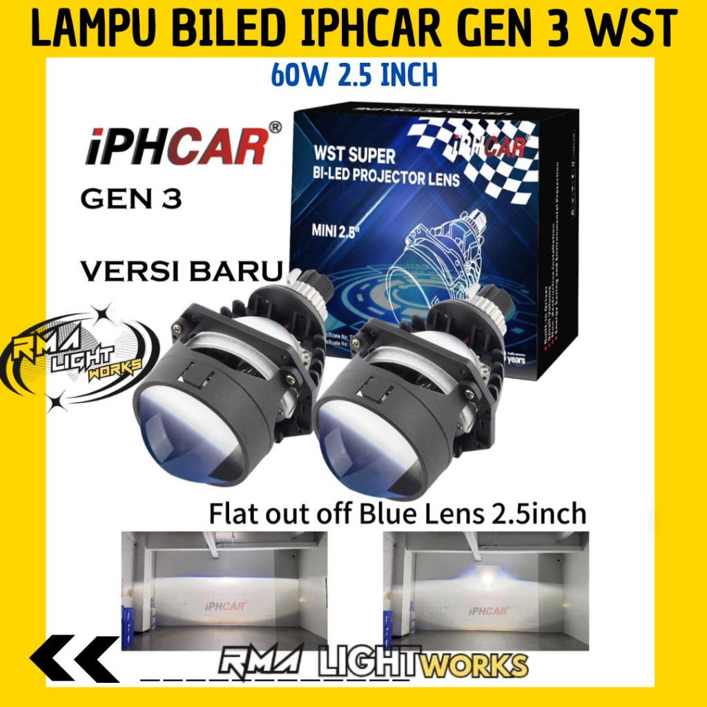 Lampu BILED IPHCAR GEN 3 WST SUPER LASER 60W 2.5 INCH projector mobil motor 55 watt 60 watt double b