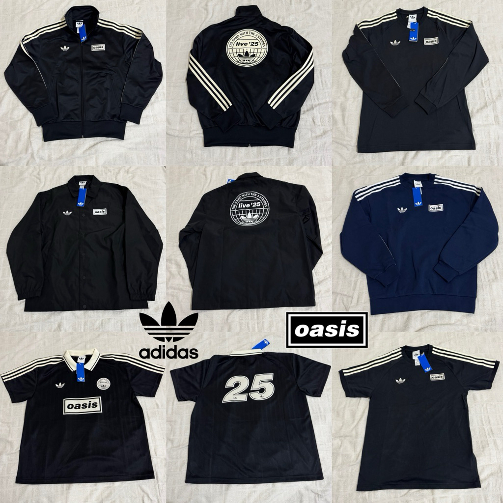 Adidas x Oasis Originals Tracktop Jersey Coach Jacket Short & Long Sleeve black blue navy khaki