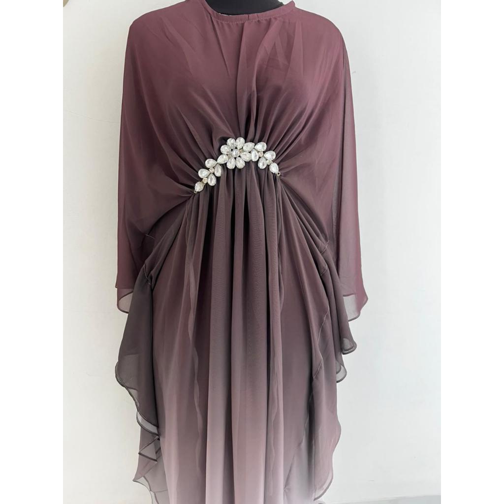Kaftan Brooch Kristal-Gamis Kaftan Mewah Motif Terbaru Baju Lebaran Pesta Kekinian