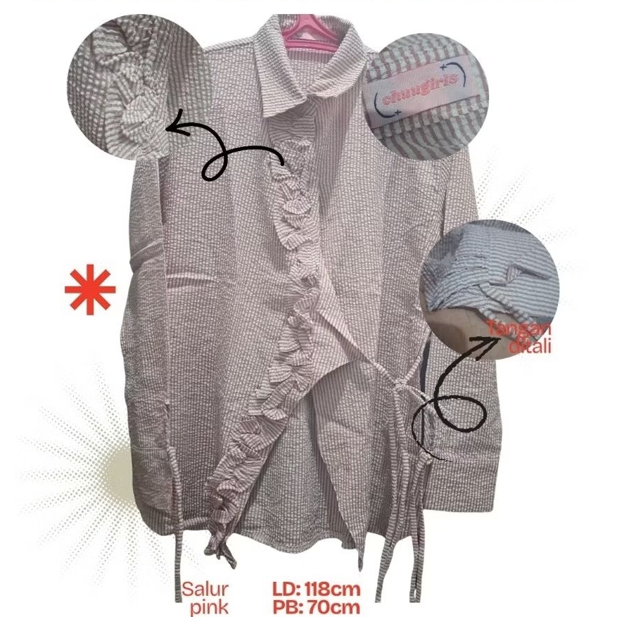 Preloved kemeja kotak-kotak pink wanita hijab