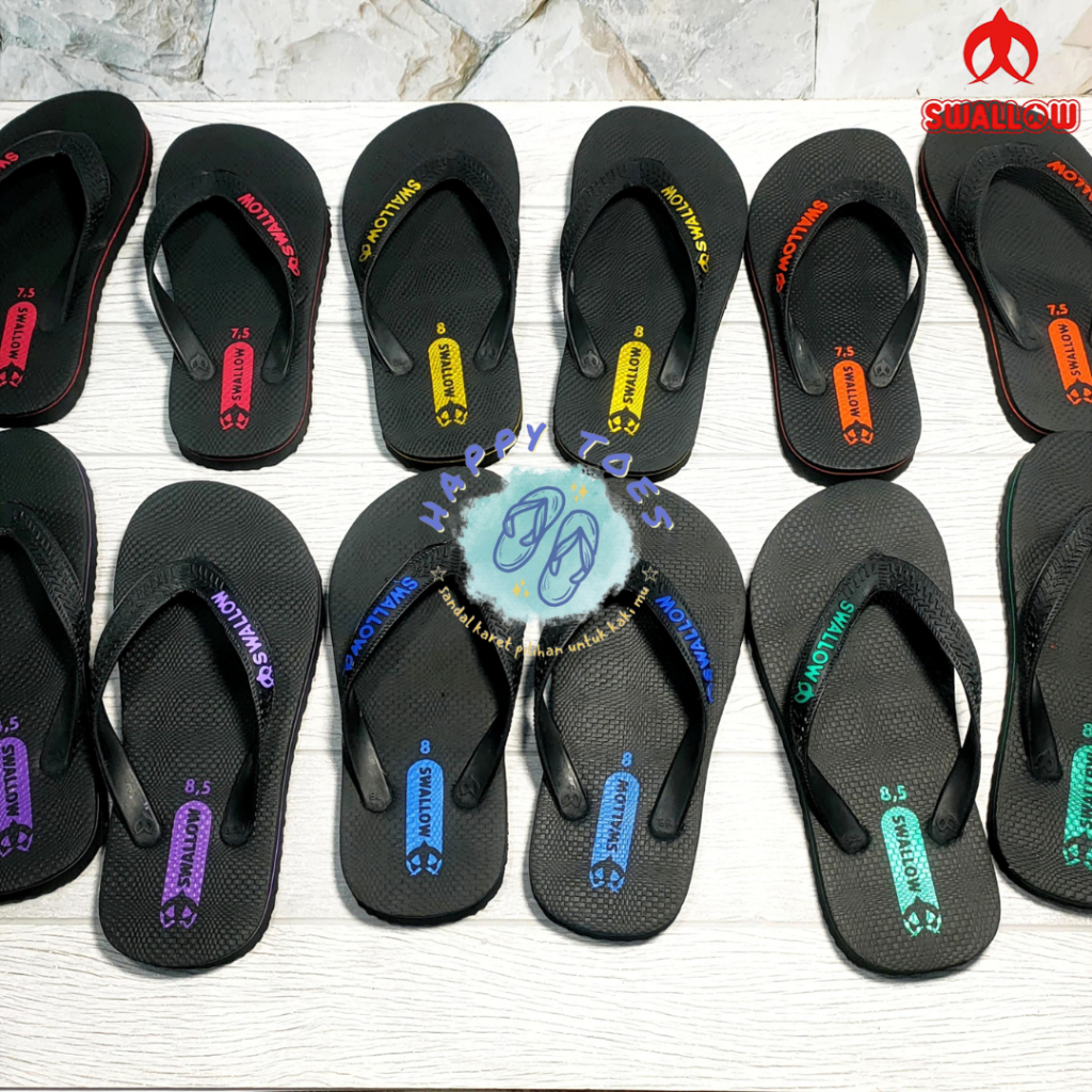 Swallow Sandal Jepit Anak Karet Tebal Empuk Nyaman Sendal Polos Hitam Anti Slip Anak Cowok Cewek