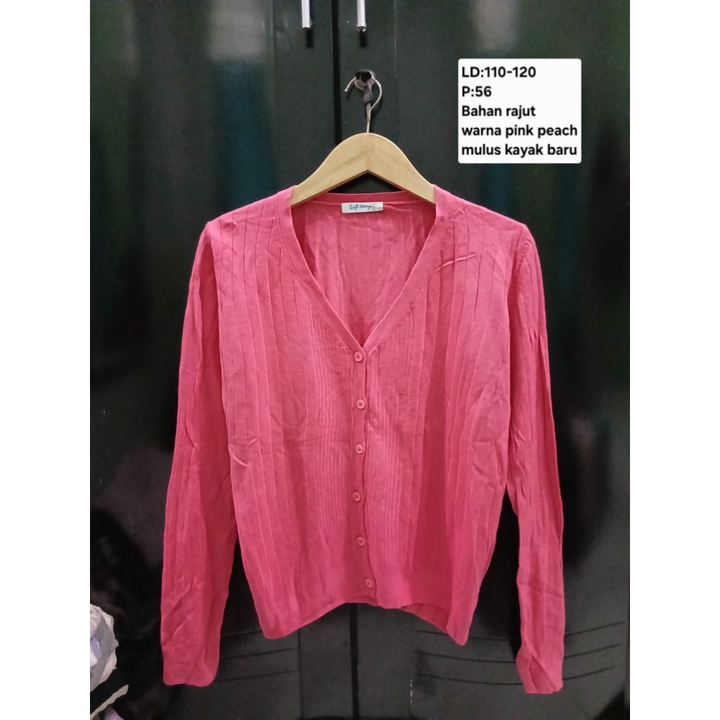 (COD)Atasan cardigan rajut wanita warna pink peach