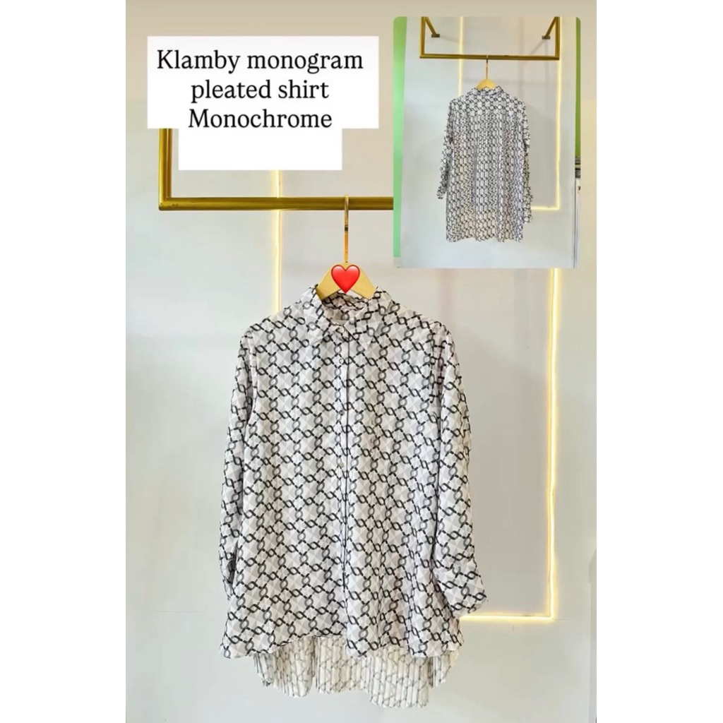 Atasan Klamby Monogram Pleated Calya Blouse Rosette Seraya Aksalia Sawarna NEW