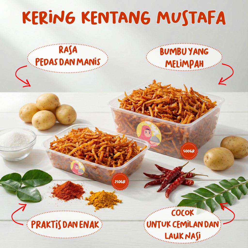 Kering Kentang Mustafa Krispi Pedas Manis 500 gram