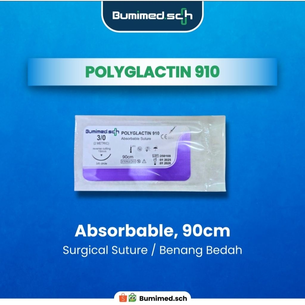 Benang Jahit Oprasi | Poliglactin 910 | PGLA 910 | Polyglactin 910 | Vicryl | Benang Bedah | (Revers