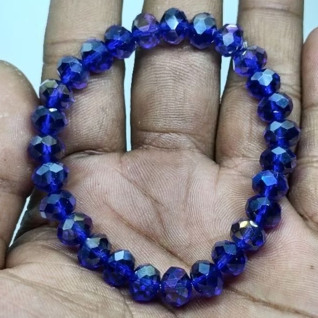 Gelang Batu Akik Biru King Safir Cutting . 8 mm