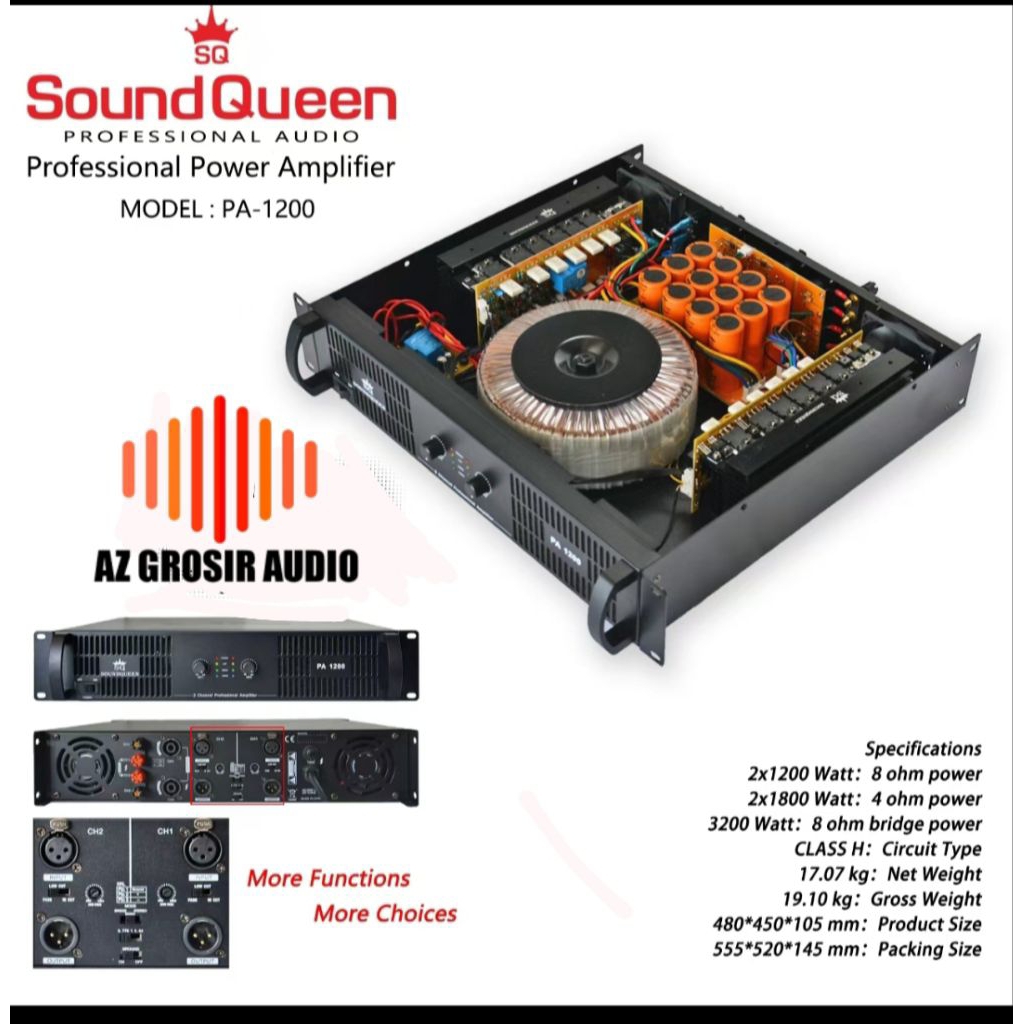 power amplifier soundqueen pa1200 power soundqueen pa 1200