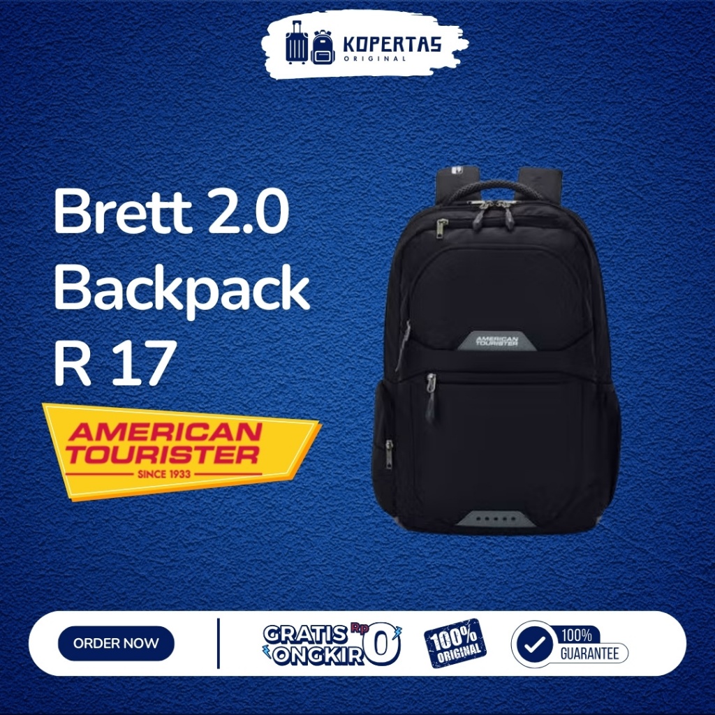 American Tourister Brett Tas Ransel Hitam - Pria Wanita