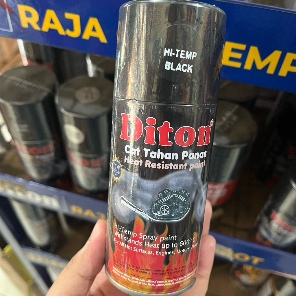 Diton Hi Temp Black (150cc) | Cat Semprot Pilox Anti Panas Cat Diton Pilox Pilok | Cat Tahan Panas K