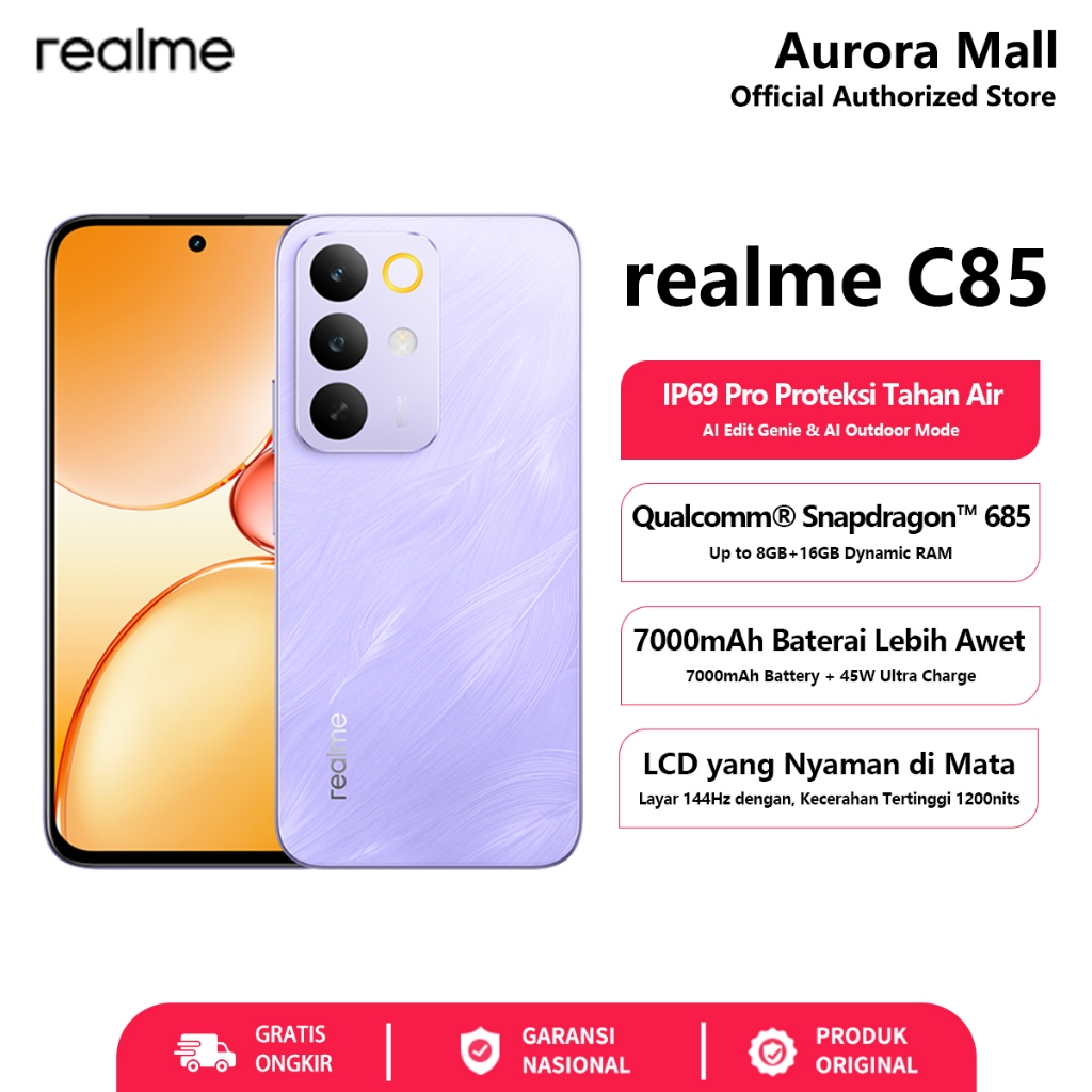 Hp realme C85 6/128GB 8/128GB 8/256GB RAM 8GB+16GB Extended ROM 256GB Garansi Resmi Murah Handphone