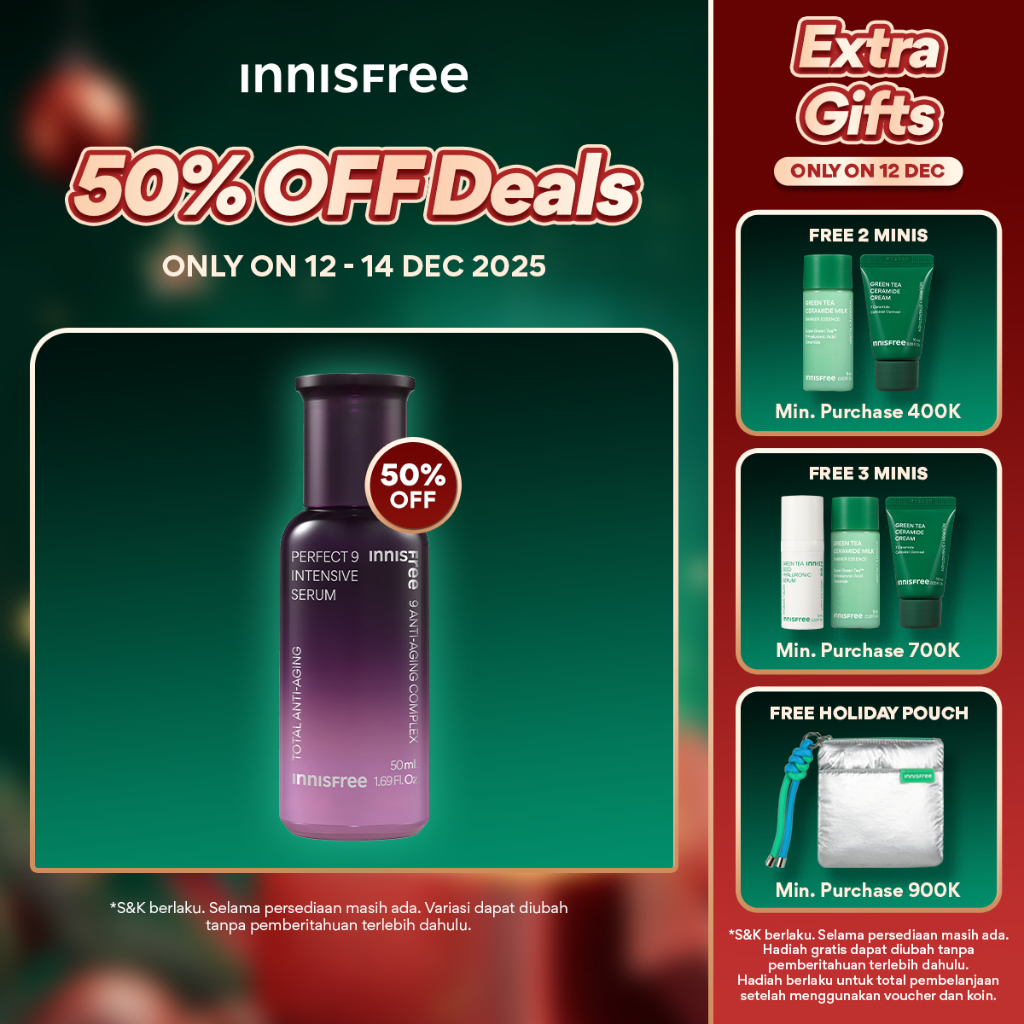 [Special 12.12 Diskon 50%] Innisfree Perfect 9 Intensive Serum 50ml - Serum Anti-aging untuk Perawat