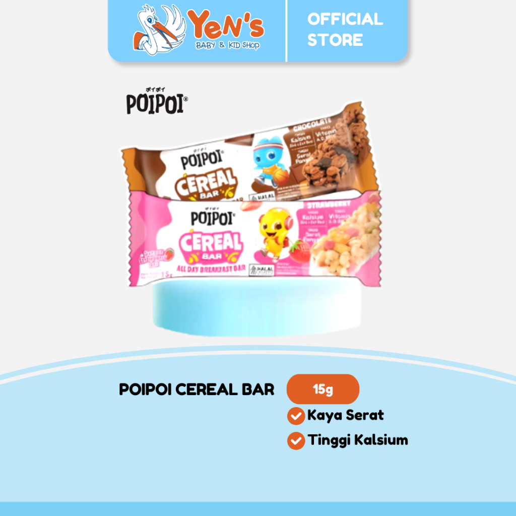 POIPOI Cereal Bar Rasa Cokelat / Strawberry 15g Halal