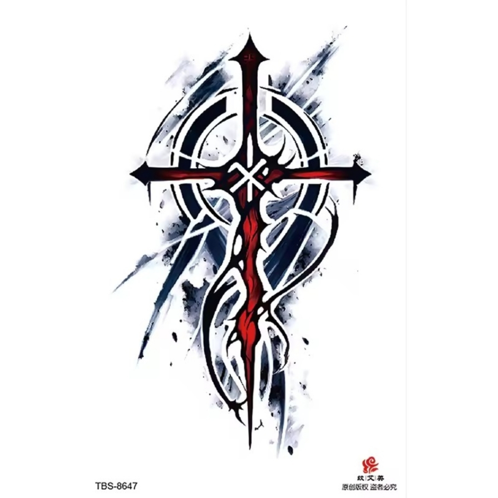 Tatto Temporary Tato Temporer Sementara Tahan Air Motif Tanda Plus Salib Simbol Tribal Seri TBS 8647