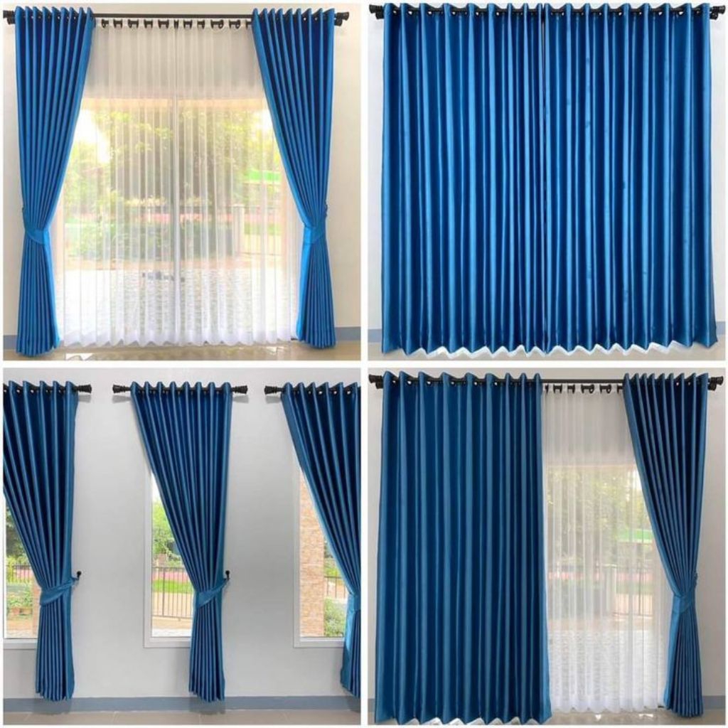 gorden blackout biru polos + viterase putih polos