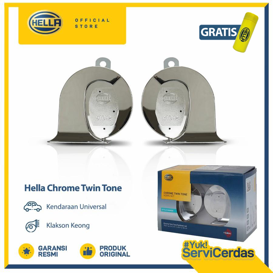 HELLA Klakson Mobil Motor Chrome Twin Tone - Klakson Aksesoris Mobil Motor Premium Awet Anti Karat