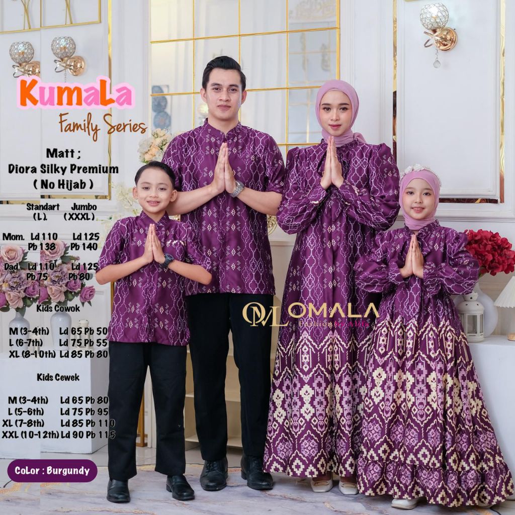 KUMALA FAMILY SERIES OMALA(ORI ALIFA) Sarimbit keluarga baju lebaran terbaru gamis silk premium Koko