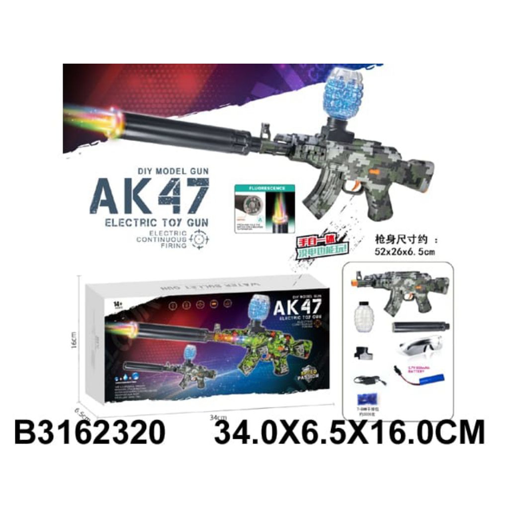Mainan Tembakan Pistol AK47 Water Gel Blaster Gun Mainan DIY Pistol Peluru Busa Gel Anak Baterai Cas