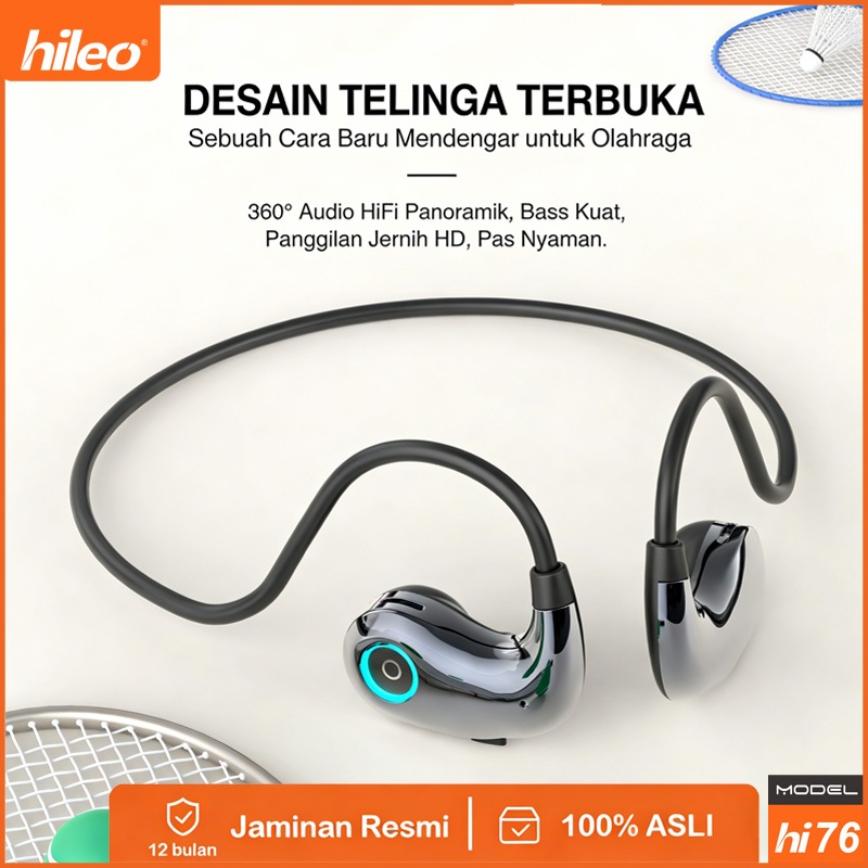 Hileo Hi76 Bluetooth headset Headphone Leher Nirkabel Konduksi Tulang Headphone