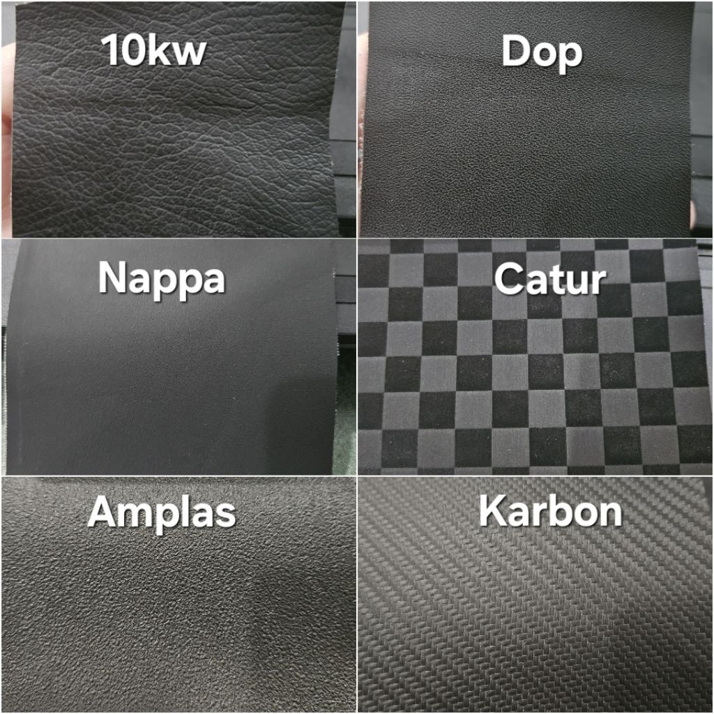 [ROLL] Kain kulit sintetis jok polos dop urat catur hitam