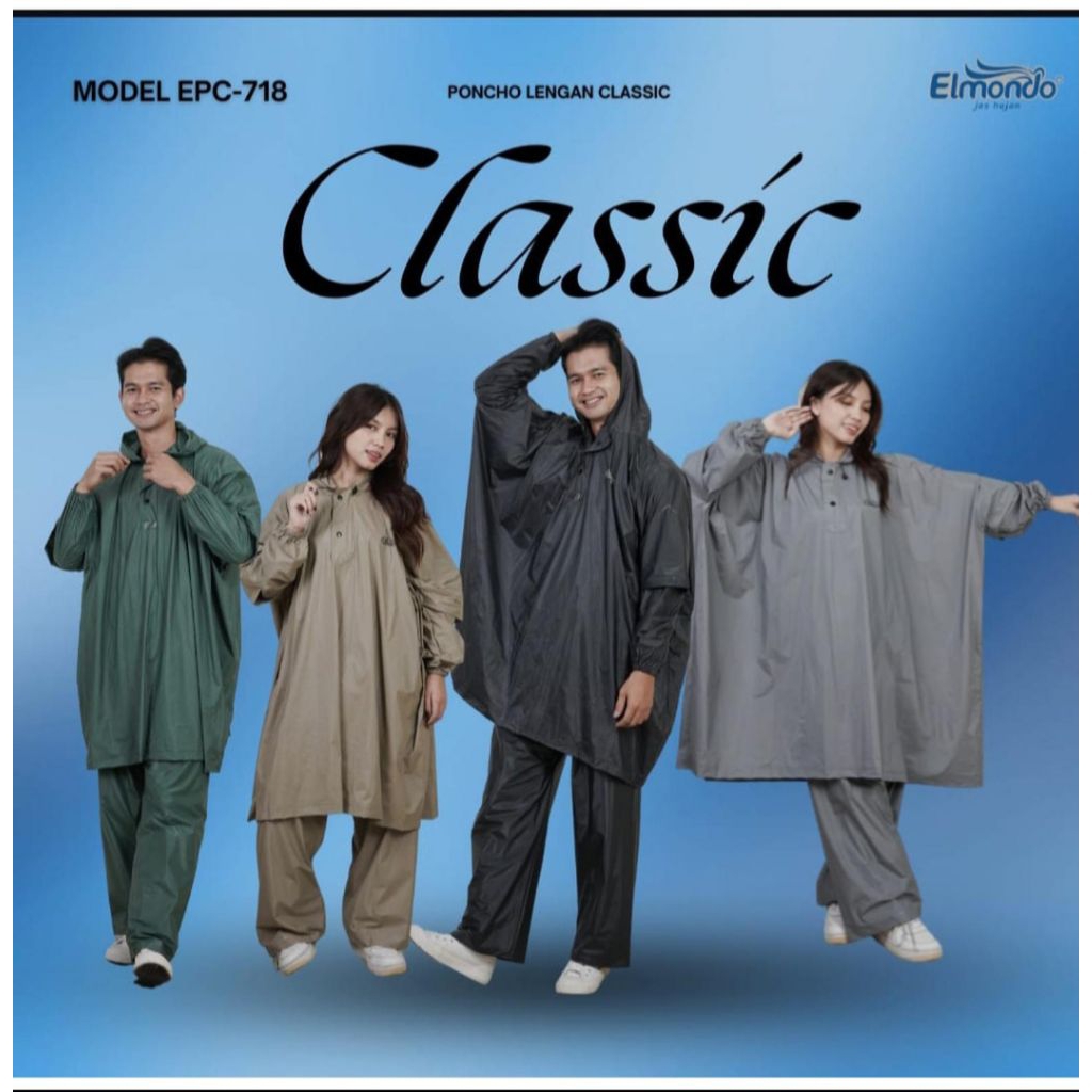 Jas Hujan Elmondo Classic 718 / Jas Hujan Elmondo Classic Ponco Lengan Celana / Jas Hujan Anti Rembe