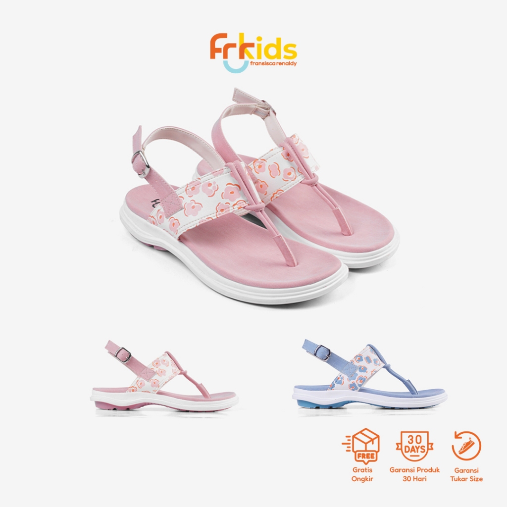 FR KIDS - Sepatu Sandal Anak Perempuan Motif Bunga dengan Tali Belakang T.Litha 01