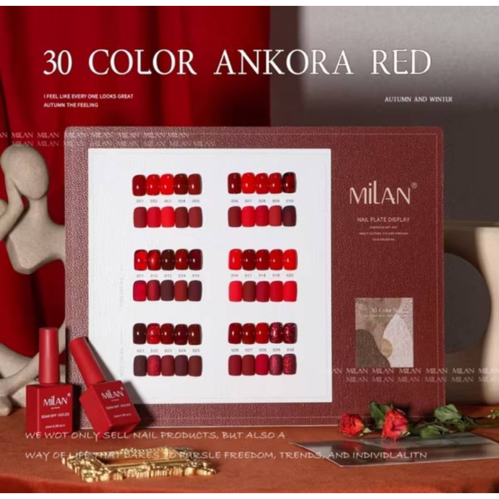Kutek Gel Milan red editon Kutek gel Milan merah maroon Kutek gel merah maroon
