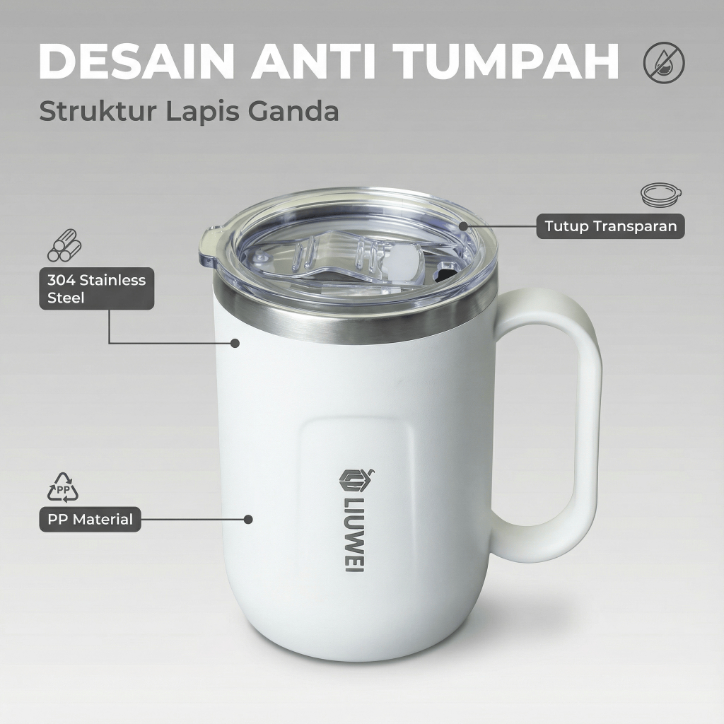 LIUWEI 400ML Gelas Stainless Gelas Kopi Teh Mug Coffee Gelas Minum Cangkir Tahan Panas Dingin Anti T