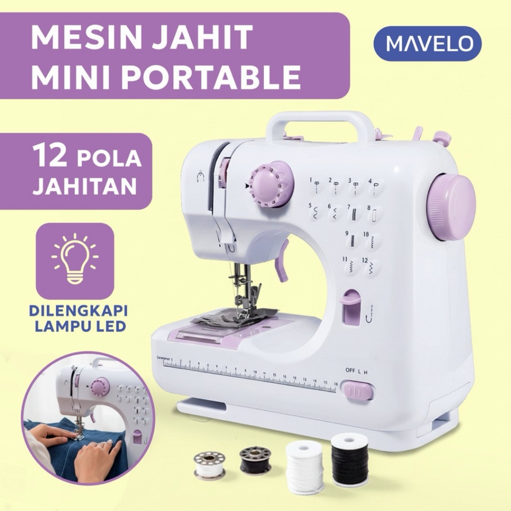 Mesin Jahit Mini Portable Menggunakan Baterai Cocok Untuk Pemula Lengkap Obras dan Lubang Kancing