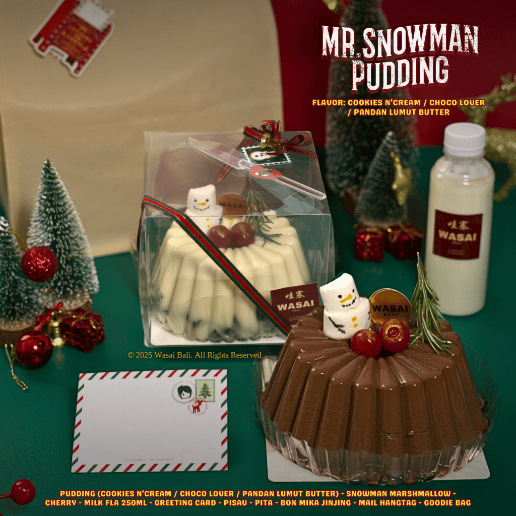 MR SNOWMAN PUDDING by WASAI BALI - Christmas Hampers Package Natal Hantaran Pudding Premium dengan F