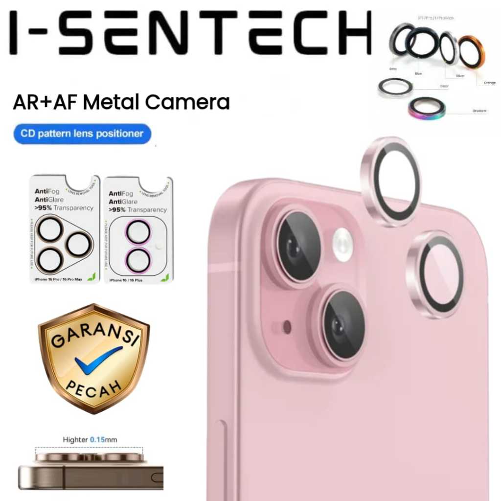 I-SENTECH Ring pelindung kamera metal lensa protector camera Anti Fog Anti Reflective iPhone 15 15 P
