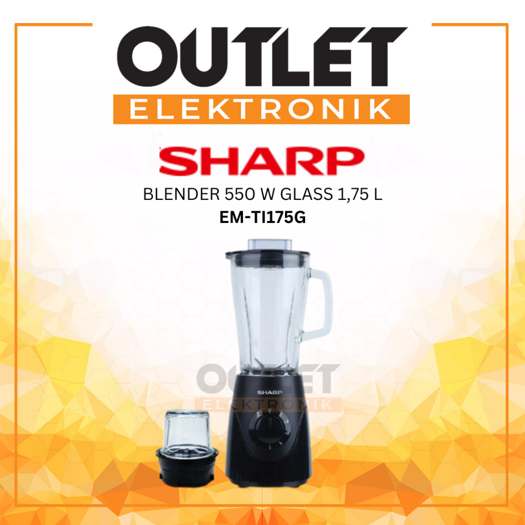 SHARP Blender EM-TI175G / EM TI175G Hitam dengan Dry Mill Kaca 1,75 Liter 5 Mode Kecepatan & Thermos