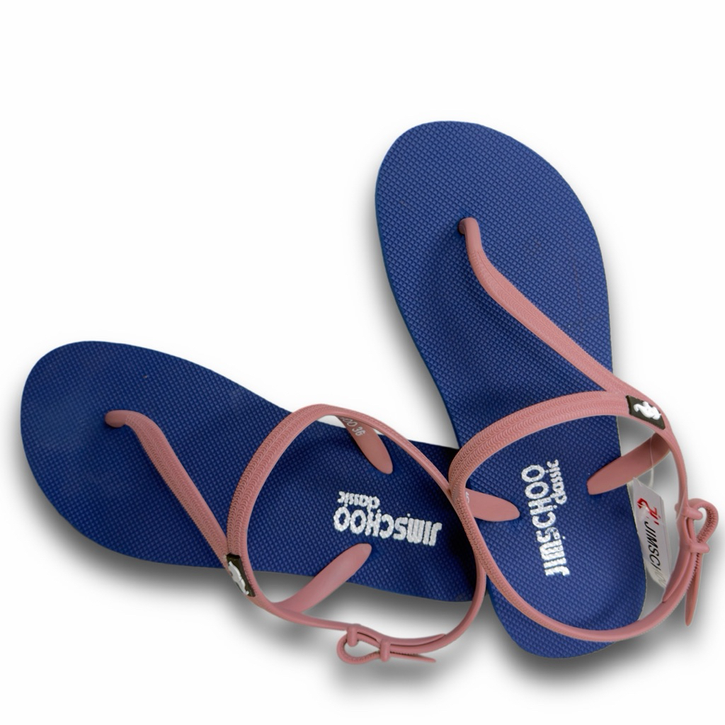 Sandal Flip Flop Wanita -  JIMSCHOO flip flop SLING BACK tali belakang - sandal karet empuk