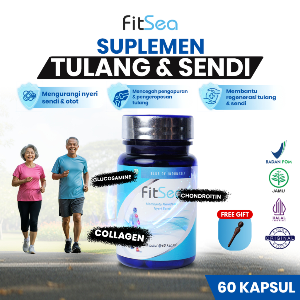 FitSea Suplemen Sendi 60 Kapsul - Atasi Nyeri Sendi Tulang dan Otot Original Herbal Glucosamine Chon