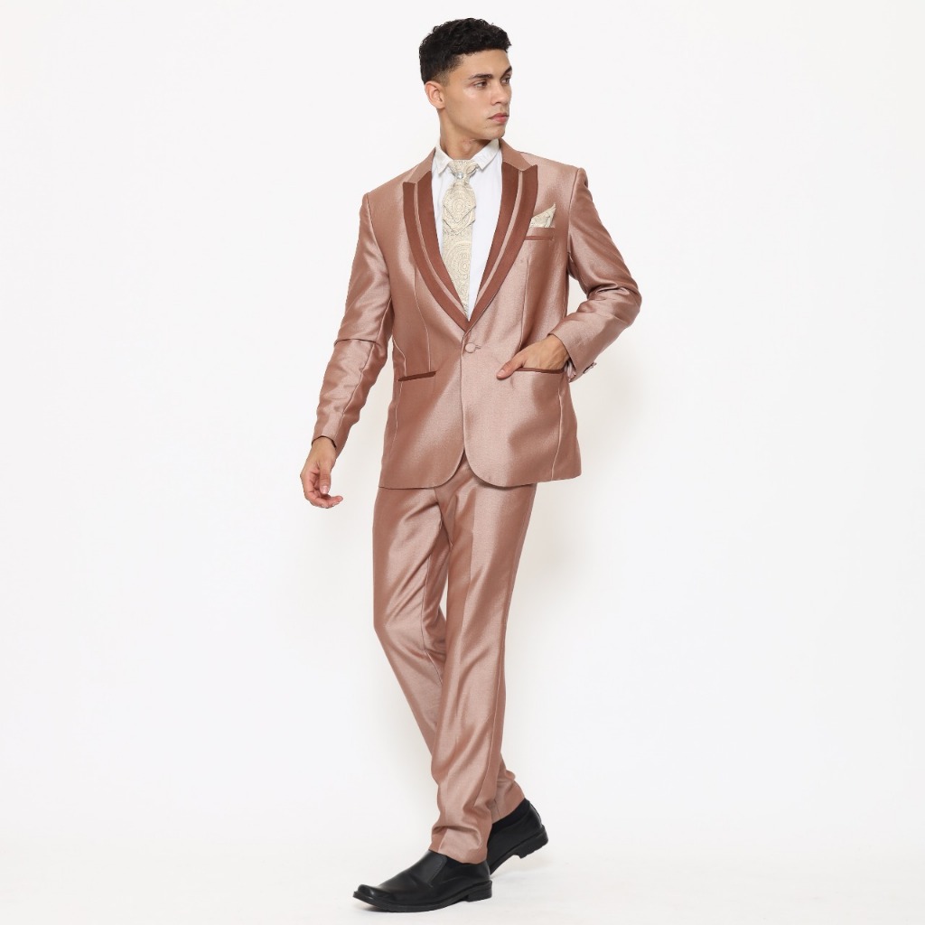 Jas Pria Semi Wool Shining Setelan Jas Pengantin Pria Bahan Tebal - YUNG