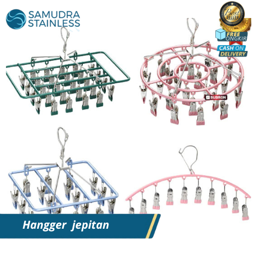 SUBRON GANTUNGAN JEPIT HANGGER STAINLESS  GANTUNGAN HANGGER PAKAIAN PERSEGI PANJANG DAN LINGKARAN