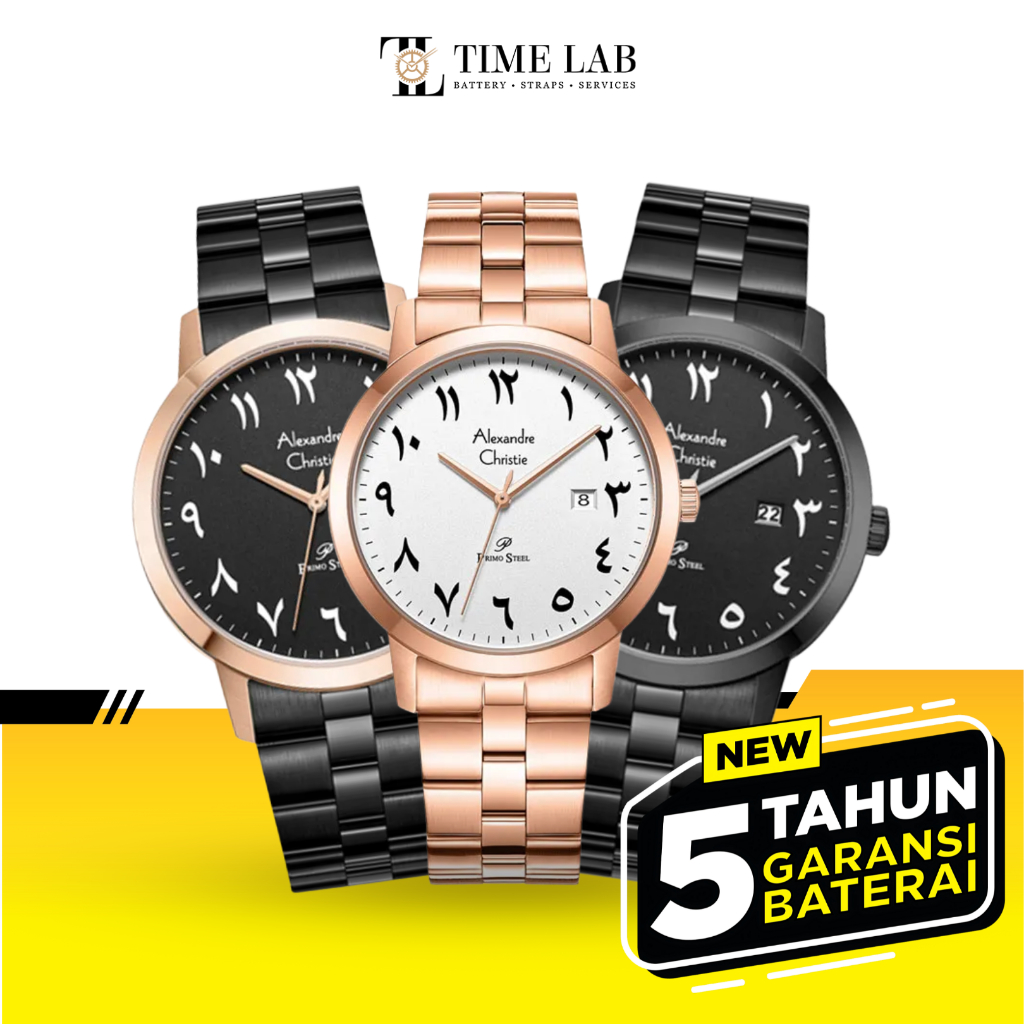 JAM TANGAN PRIA ALEXANDRE CHRISTIE PRIMO STEEL AC1007 / AC 1007 ARABIC STAINLESS STEEL ORIGINAL