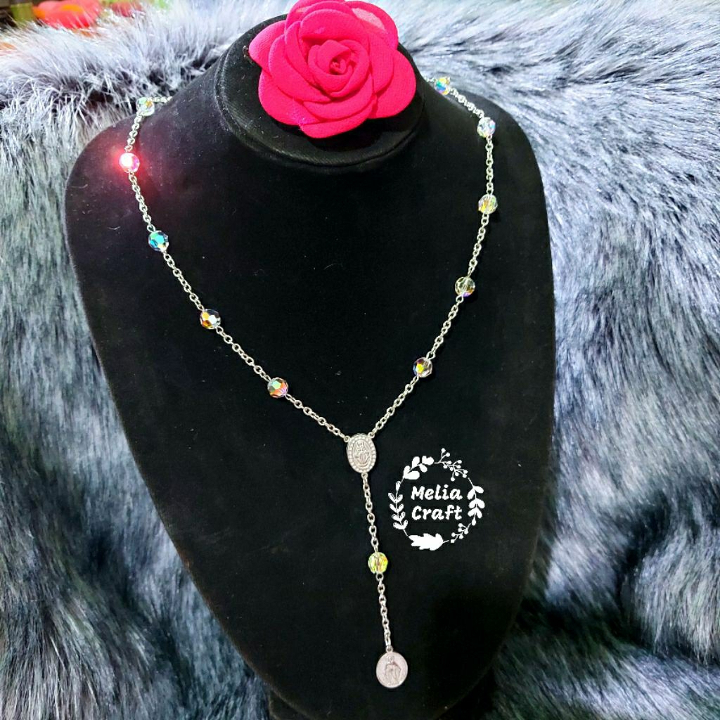 Kalung Rosario 1 Dekade Kristal Swarovski Anti Karat - 1 Decade Swarovski Crystal Necklace - Anti Ru