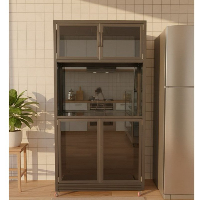 rak piring aluminium kaca minimalis