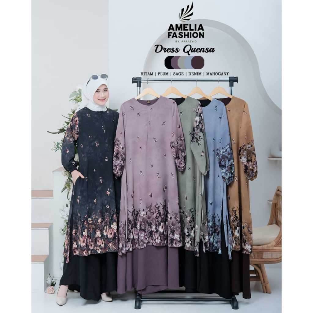 DRESS QUENSA AMELIA FASHION,, QUEENZA DRESS AMELIA FASHION , GAMIS MALAY, GAMIS CRINKLE