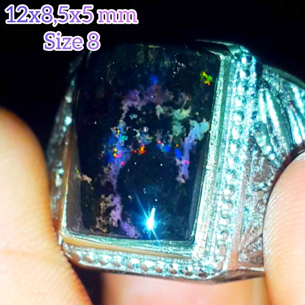 Cincin Batu Black Opal Sempur Banten Natural Jarong Bahan Ranting