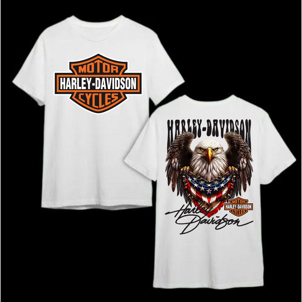 sreg kaos putih harley davidson Elang Amerika Kaos Katun Kombet 24s