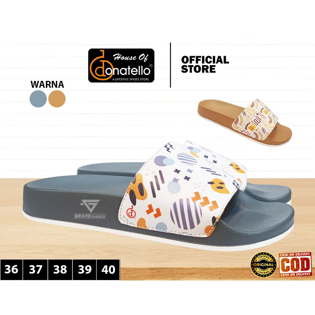 Donatello Sandal Slip On Wanita Kasual Printing ringan anti air perempuan dewasa Original