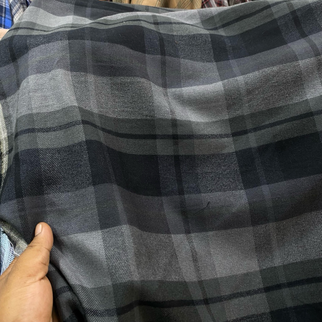 bahan kemeja flanel kain katun flanel uniqlo katun flanel motif kotak-kotak kain meteran harga per 0