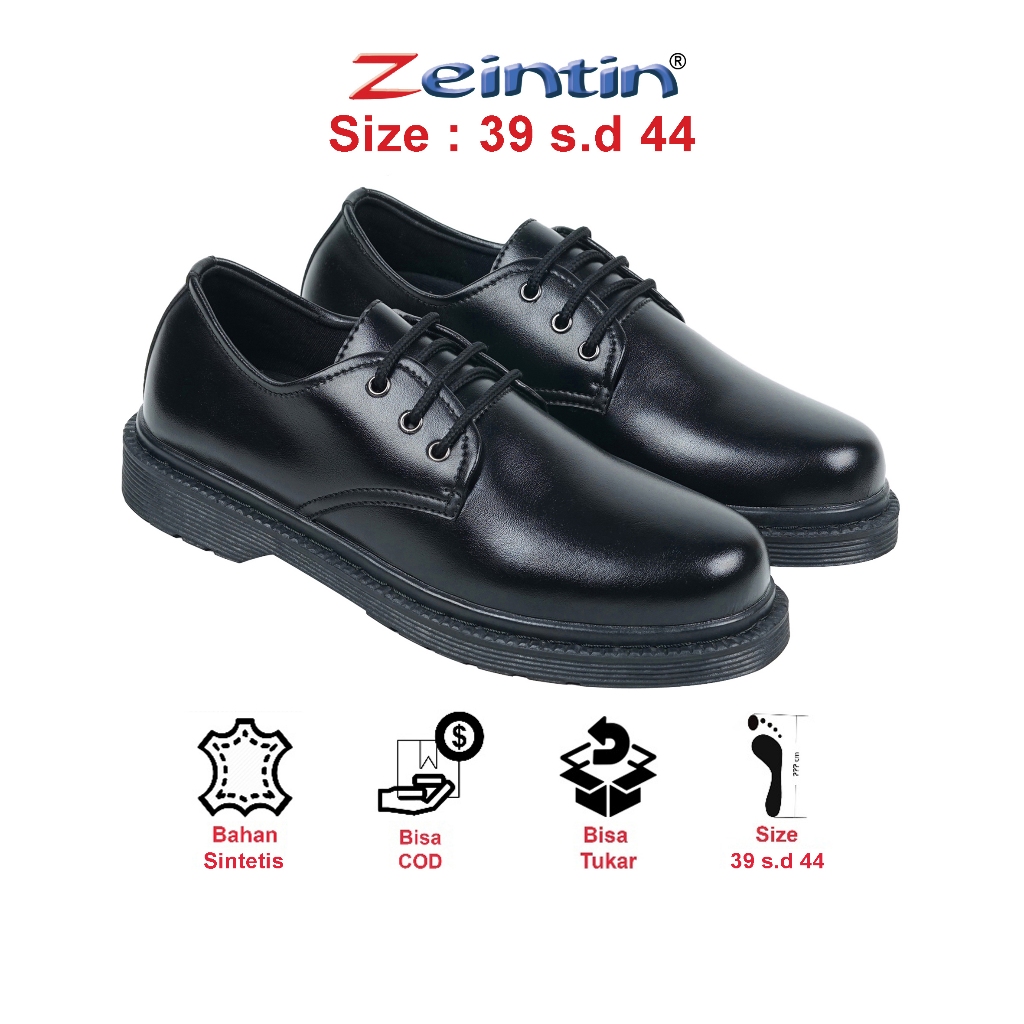 Zeintin - Sepatu Formal Pria Full Hitam Pantofel Tali Docmart Pria Loafers OD