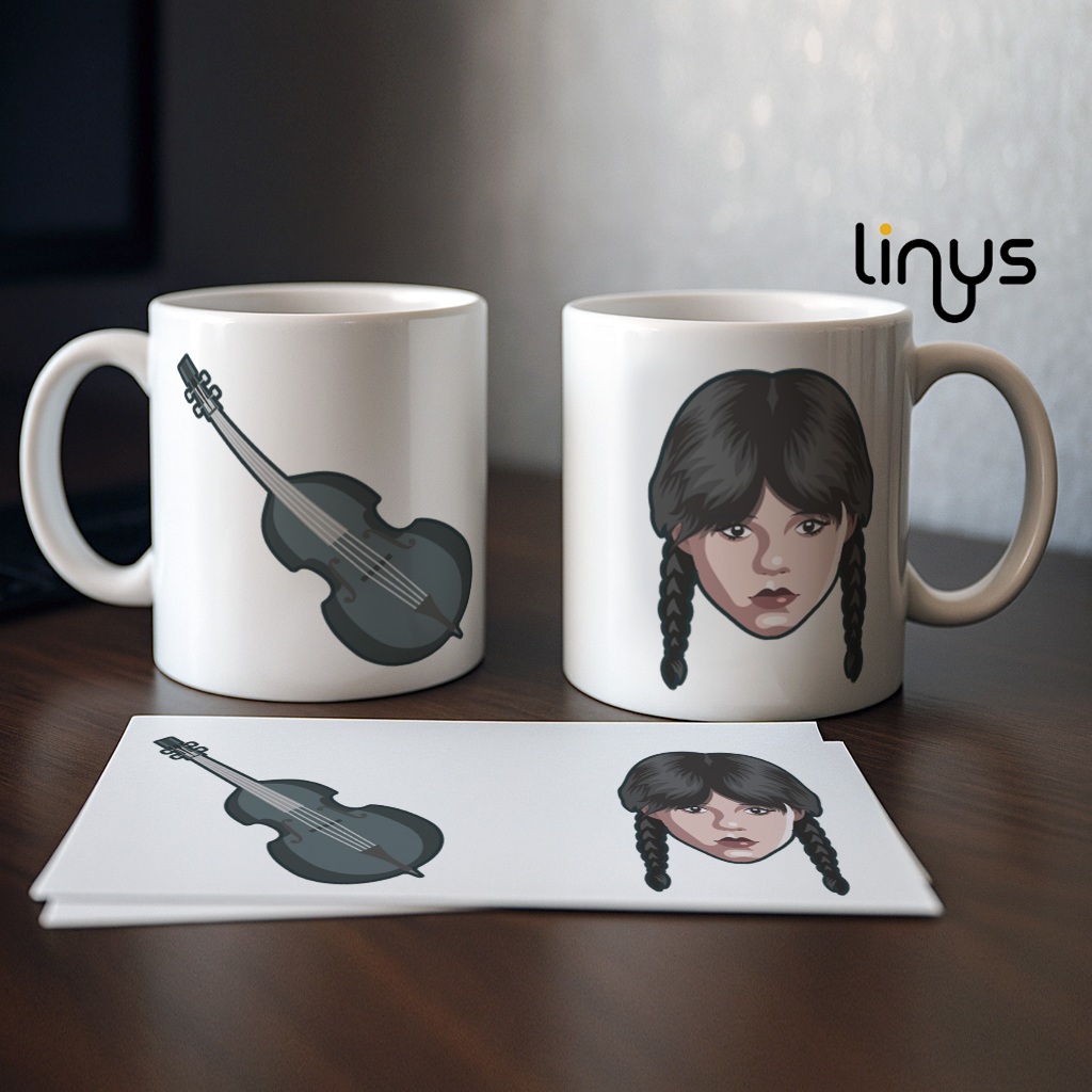 The Addams Family Wednesday Addams and Cello mug coffee