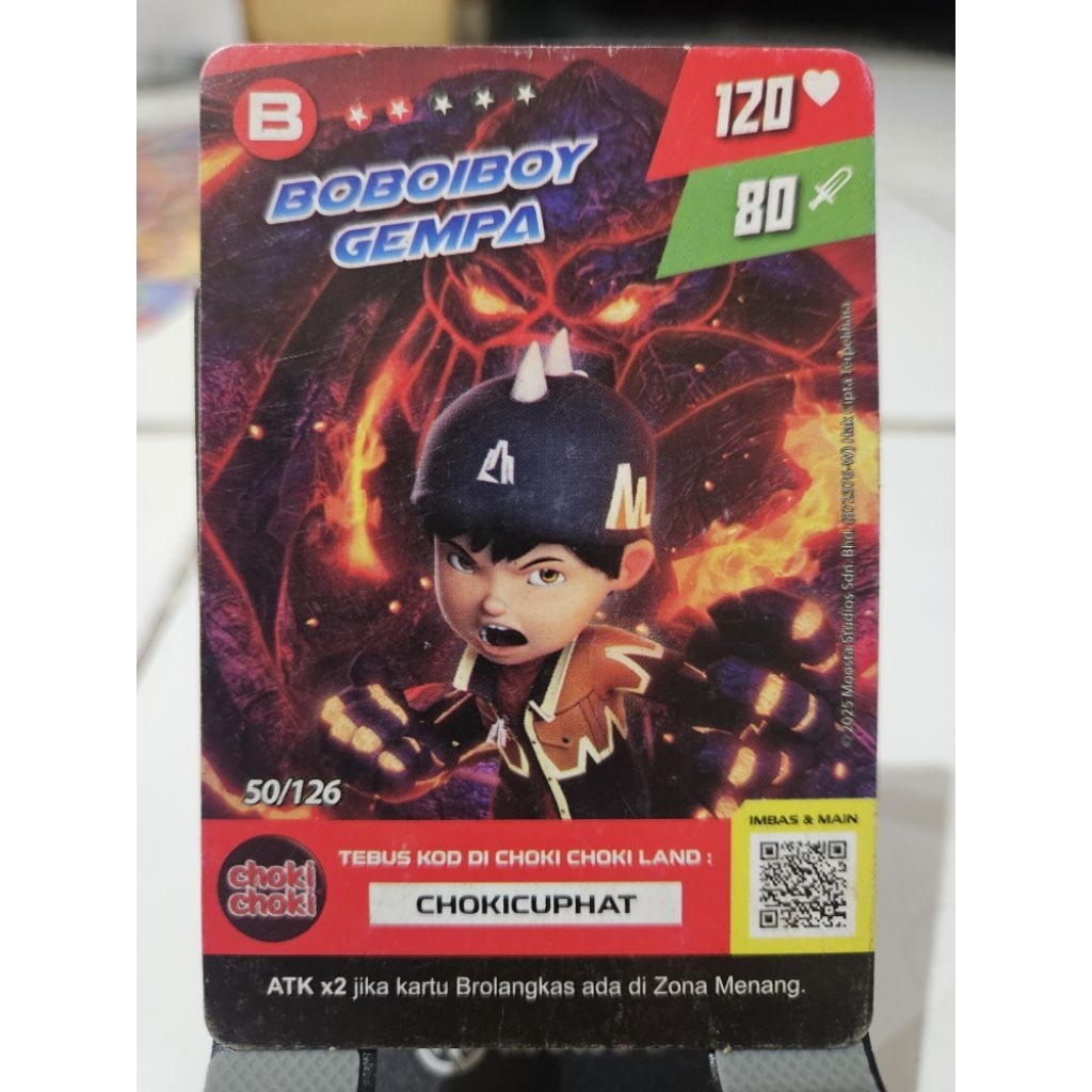 Kartu Choki Choki Boboiboy Gempa Limited Edition