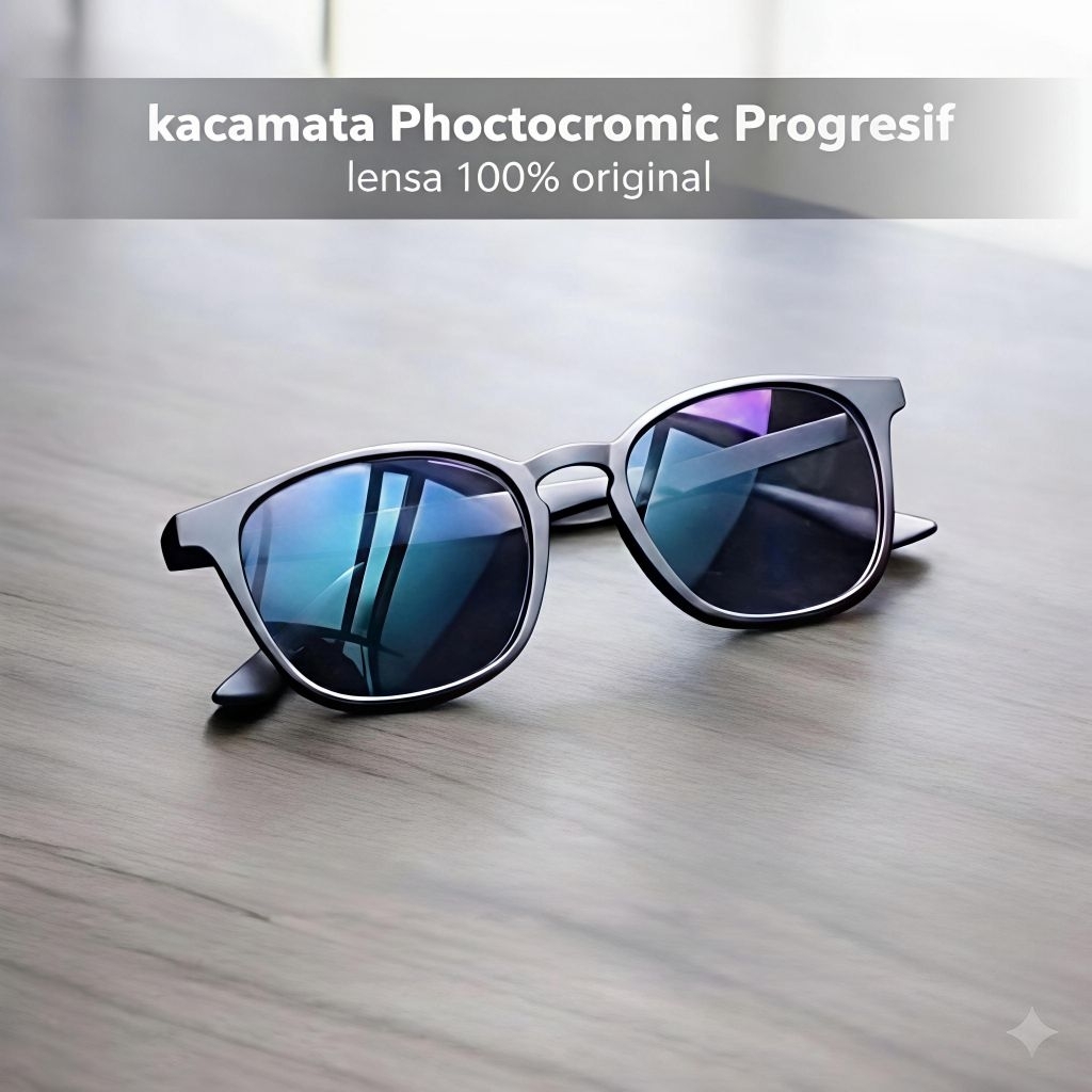 KACAMATA PHOTOCROMIC PROGRESIF BERUBAH WARNA LENSA PLUS ORIGINAL OPTIK LENSA ASLI